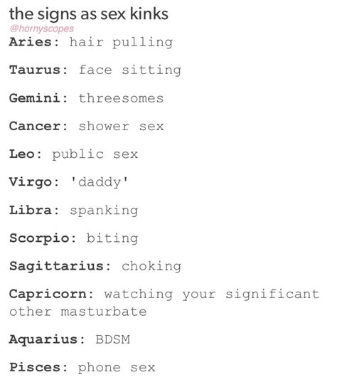 the signs and their kinks|This is what it’s like to have sex with each zodiac sign